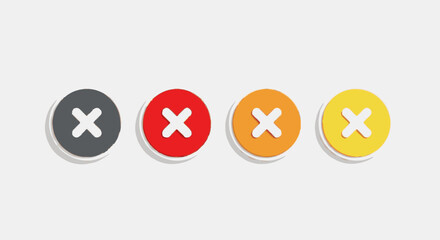 Colorful Close Buttons Four Variations of X Mark Icons for UI Design