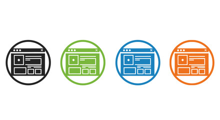 Website Design Elements Four Color Options for Webpage Icon