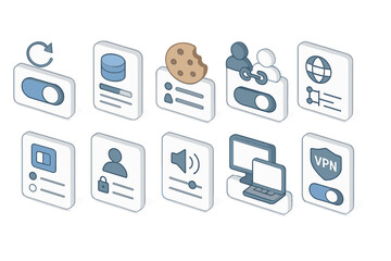 Web development flat icon set. network, security tools, user interface icons collection