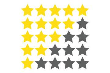 Canvas Print - star rating stars, Ratings and review icon, 5-star review, 4-star review, 3-star review, 2-star review, 1 star review.