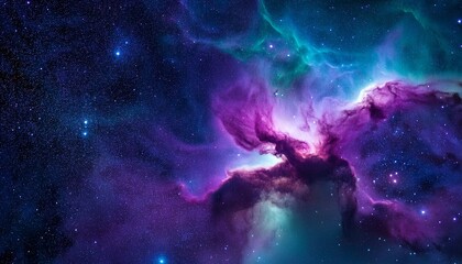 Deep Space Nebulae With Vibrant Purple And Teal Colors