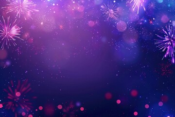 Wall Mural - fireworks top border on solid background backgrounds lighting purple.