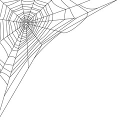 Vector simple illustration of black spiderweb in the corner - halloween decoration element