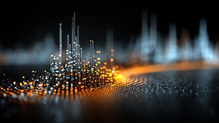 Abstract 3D render of data points visualization representing a network connection