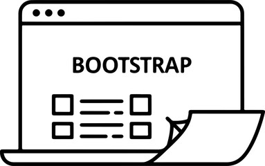 Wall Mural - Simple Outline Bootstrap Website Framework Interface with List Element Icon