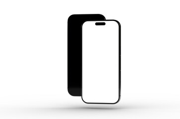 High-quality image of a modern smartphone mockup with a blank screen, perfect for app presentations or website designs.