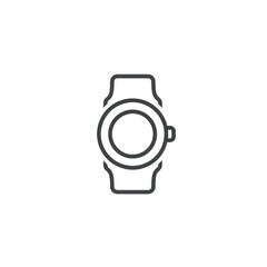 Simple smartwatch icon line art isolated on transparent background