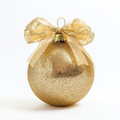 Wall Mural - gold glitter ornament christmas gold bow.