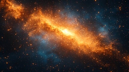Wall Mural - a vibrant golden nebula glows brightly in the vast expanse of deep space surrounded by countless sta