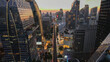Vibrant Bangkok City Skyline at Dusk: Modern Skyscrapers, Illuminated Architecture, and Urban Traffic