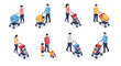 © kilimanjaro  - Isometric everyday life: parents and kids with strollers