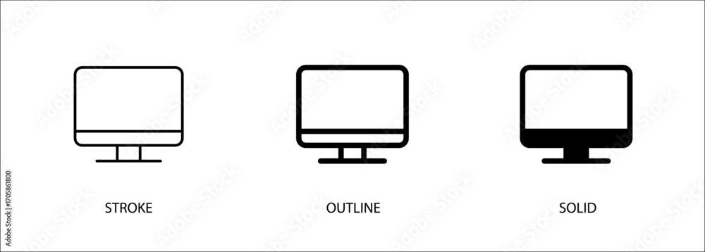 Computer icon for desktop, information technology. Vector stroke ...