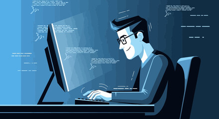 Digital Engineer Working On Code Writing On Computer For Computer Science Project