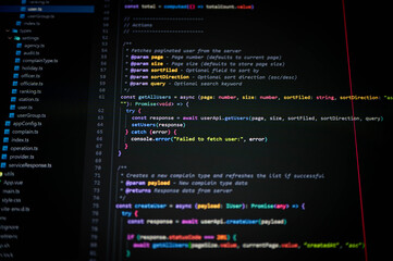 close-up of typescript code on a dark theme ide screen showing modern web development logic, async f