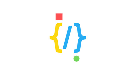 Colorful Abstract Coding Logo Design.