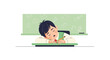 © SINTA - Exhausted Student Drowsing at Desk During Class Visualizing Quiet Sleep and Student Frustration