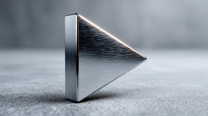 Sleek metallic play button icon symbolizing forward motion, progress, and digital media on a modern textured background.