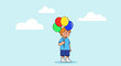 © RIA - Joyful Child Holds Colorful Balloons and Experiences Moments of Imagination, a Fun Concept