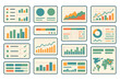 © Pointer Marker - Data visualization icon set. charts, graphs, diagrams in flat style for analytics
