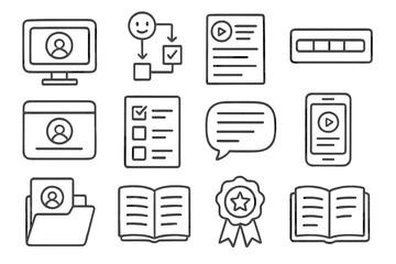 User interface outline icon set. ui, ux, process, web graphics in linear style