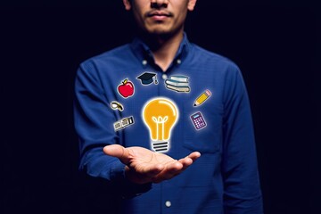 a professional presents a bright idea with educational icons, symbolizing how a script to `generate_