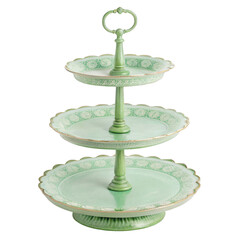 Wall Mural - Green tiered display stand with ornate detailing isolated on a transparent background image