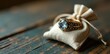 © ทุติยาภรณ์ หงษา - Vintage style ring with rustic wedding favor pouch, small pouch, fabric, beige