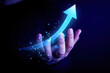 © Zihan Mia - A hand shows upward business growth powered by AI, using a genai client to generate content and model a successful response.