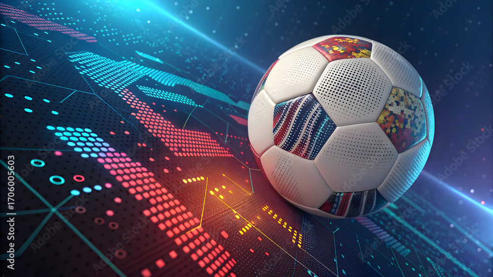 Digital soccer ball on pixelated world map full hd 4k stock image ...