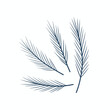 © SHOHRAB HOSSAIN - Minimalist Blue Pine Needle Illustration for Christmas and Winter Holiday Season Decor or Background Design element on White