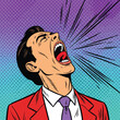 © Vira - Pop art illustration of a businessman in a red suit screaming in anger or frustration.
