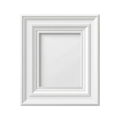 Simple white rectangular picture frame isolated on transparent background