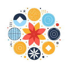 Wall Mural - Abstract Collage with Colorful Geometric Shapes and Patterns