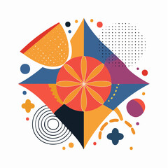 Wall Mural - Abstract Collage with Colorful Geometric Shapes and Patterns