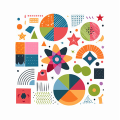 Wall Mural - Abstract Collage with Colorful Geometric Shapes and Patterns
