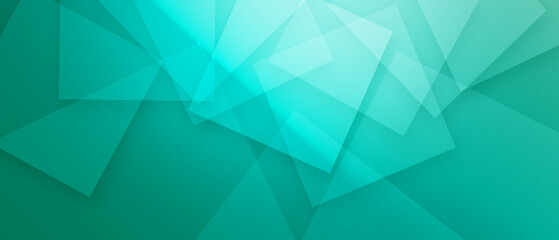 Wall Mural - abstract green background with layers of transparent shapes in random pattern