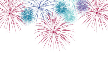 Vibrant pink firework rockets exploding for a festive celebration, perfect for party invitations