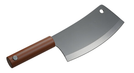 Sharp cleaver with brown handle for culinary arts and professional kitchen equipment showcasing precision and quality craftsmanship on transparent background