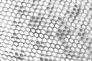 Abstract geometric hexagonal honeycomb pattern with 3d depth effect for modern design. 3d render