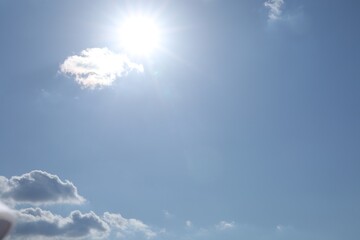 Wall Mural - beautiful blue sky with clouds on sunny day, low angle view