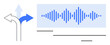 © robu_s - Curved arrows representing divergent paths with soundwave graphic highlight decision-making, communication, and voice. Ideal for direction, audio technology, creativity, problem-solving, interface