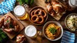 © los3amigos - A vibrant overhead shot of a traditional Bavarian spread.