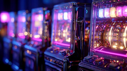 Luxury slot machine row neon lights

