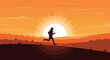 © DWI - Silhouette Runner Embracing Sunrise Over Hilly Terrain For A Motivational Athletic Design