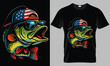 © Open Expression - Cool Bass Fish with Sunglasses and American Flag Hat T-shirt Design
