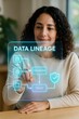 © SUPERARTMAN - Data lineage demonstration in business environment interactive content office space engaging viewpoint trust concept