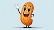 © Nataliia_Trushchenko - Cartoon character made to look like a peanut is waving. The character is smiling and has a happy expression