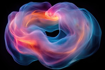 Wall Mural - abstract swirling nebula, vibrant colors of blue, pink, and orange, ethereal and glowing.