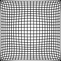 Distorted grid illustration for optical illusion effects, abstract design element, visual art, modern texture, geometric pattern background or overlay