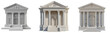 © LAXMI - Three classical greek or roman style buildings with columns and pediments, isolated on transparent background